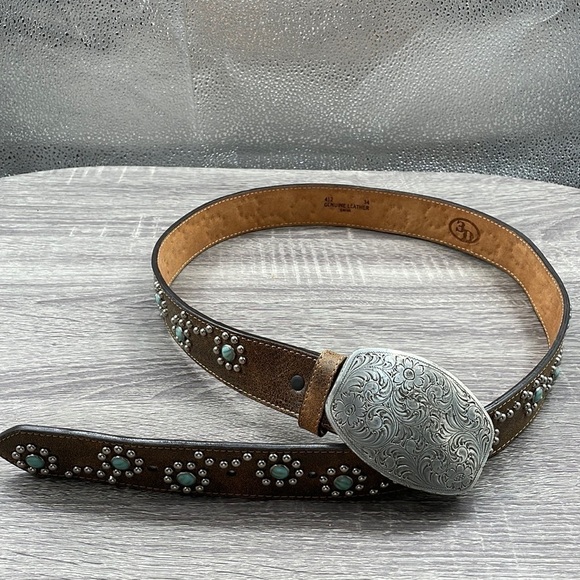 Angel Ranch Accessories - NWT. Angel Ranch 3D Jewel Studded Leather Waist Belt Women’s-34.